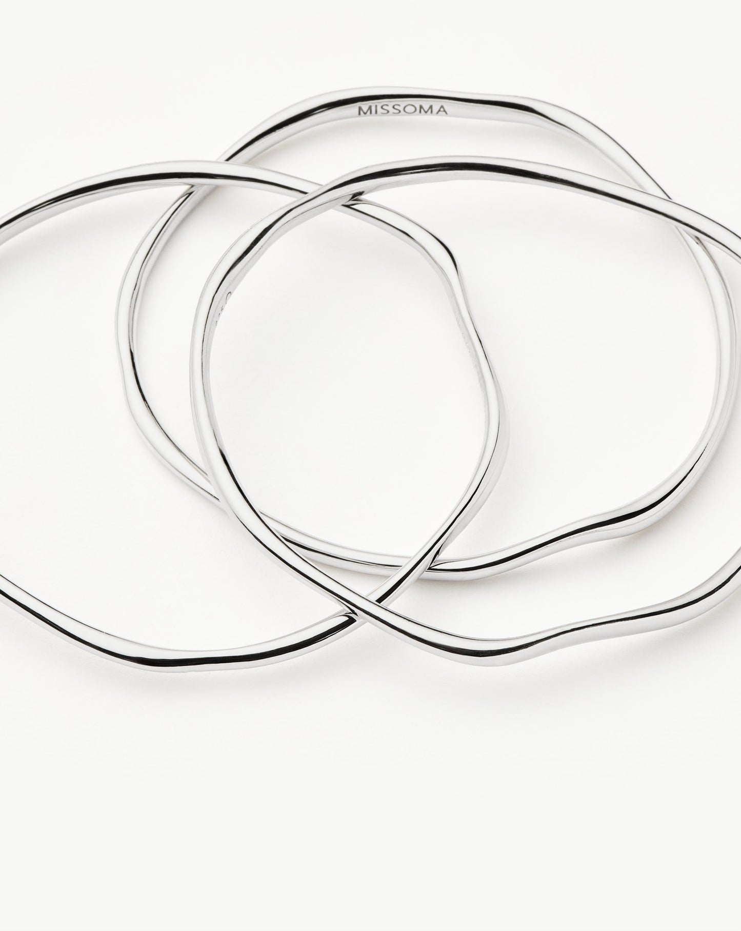 Trio Molten Ripple Bangle Bracelet Set | Sterling Silver