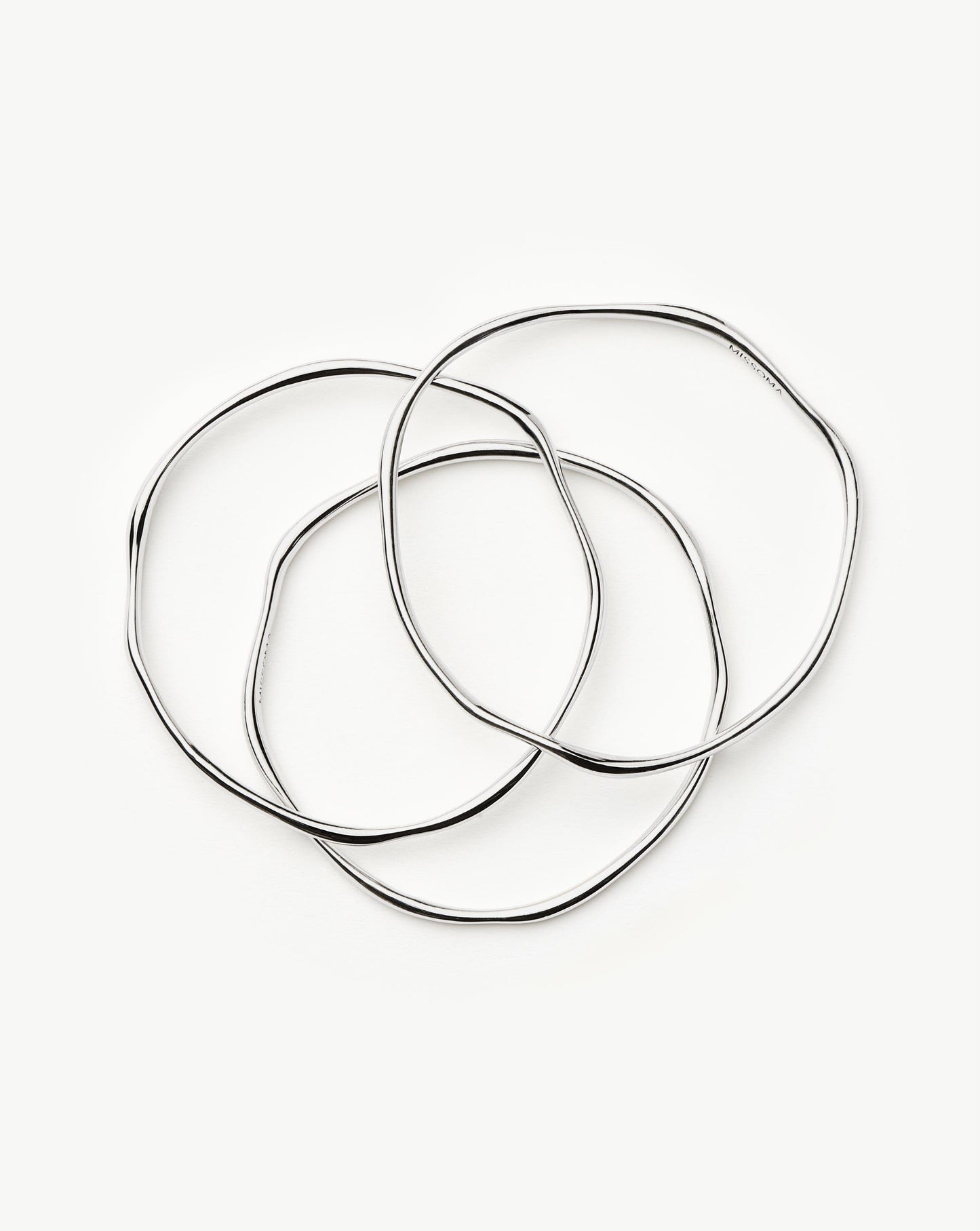 Trio Molten Ripple Bangle Bracelet Set | Sterling Silver