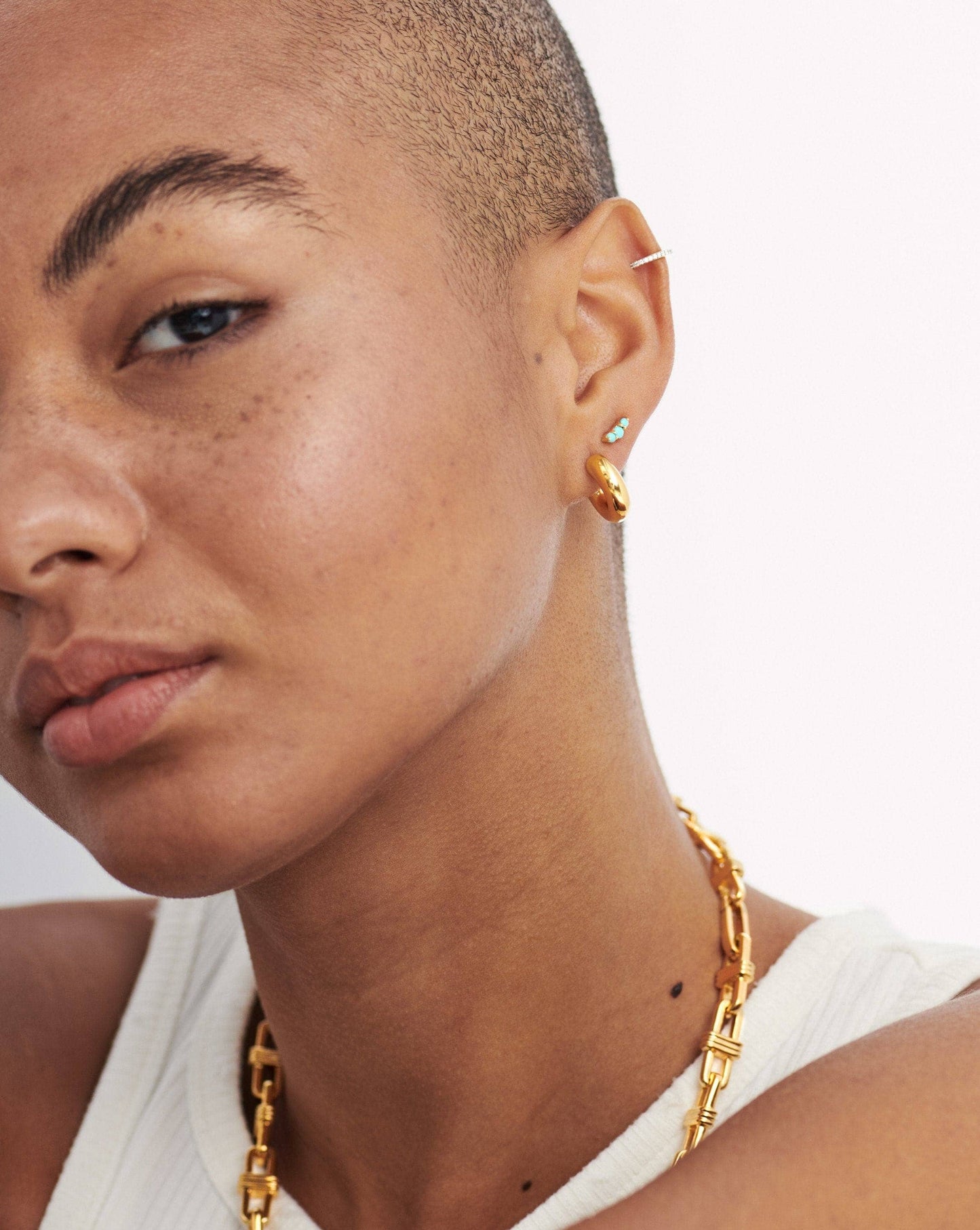 Trio Stud Earrings | 18ct Gold Vermeil/Turquoise