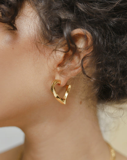 Twisted Heart Hoop Earrings