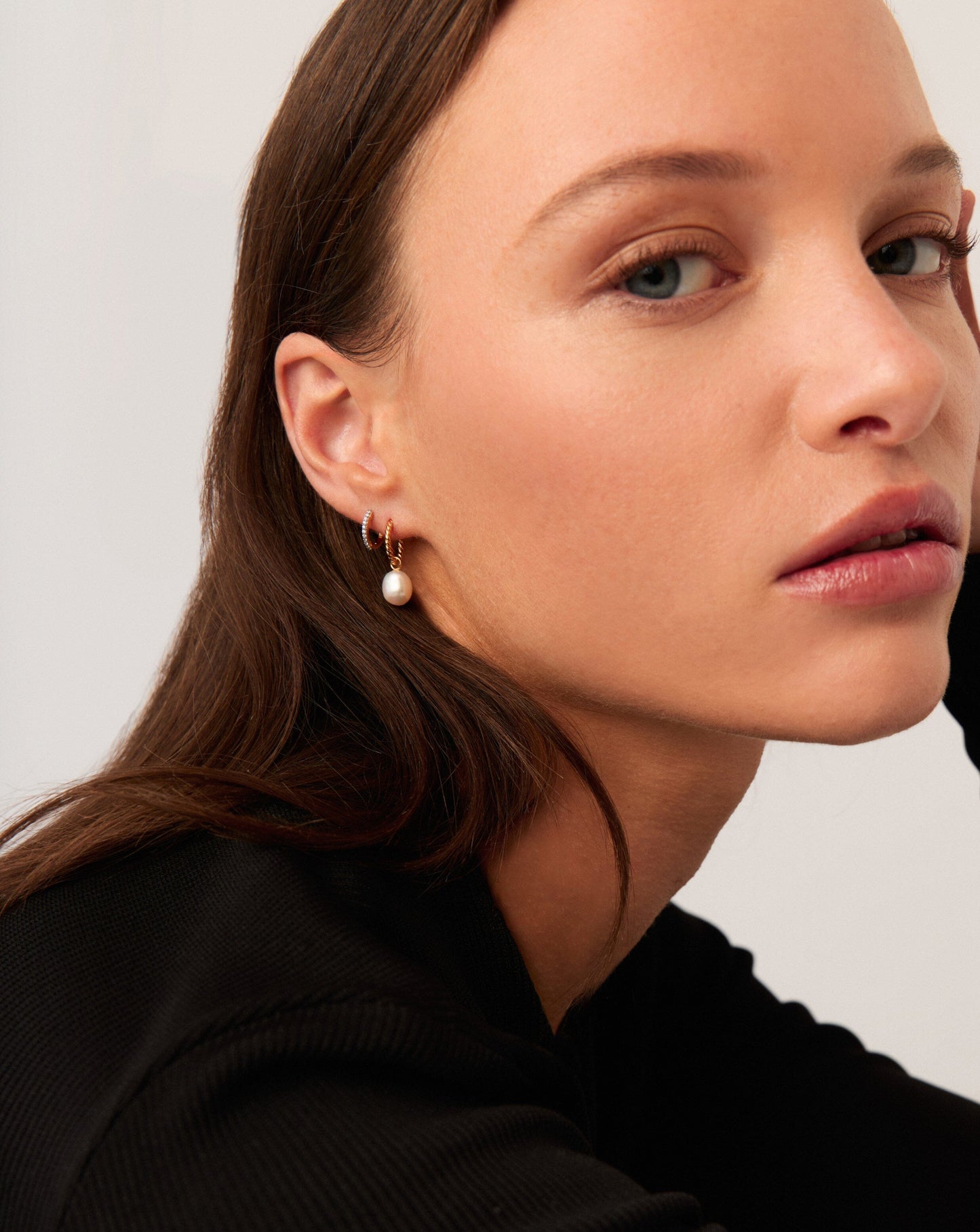 Twisted Pearl & Drop Hoop Earring Set | 18ct Gold Vermeil/Pearl