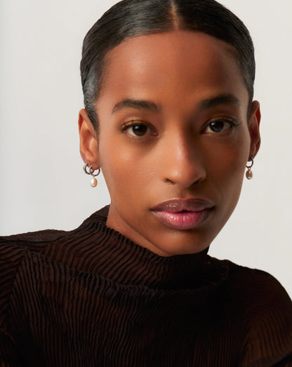 Twisted Pearl & Drop Hoop Earring Set | 18ct Sterling Silver/Pearl