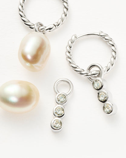 Twisted Pearl & Drop Hoop Earring Set | 18ct Sterling Silver/Pearl