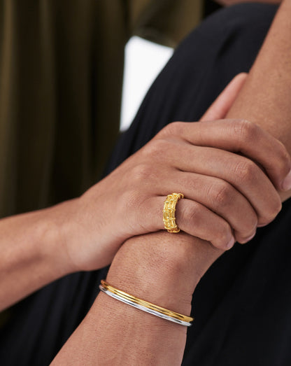 Wide Raffia Ring | 18ct Gold Plated