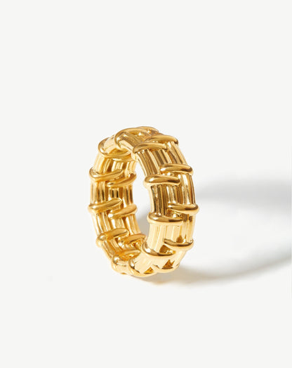 Wide Raffia Ring | 18ct Gold Plated