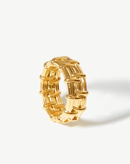Wide Raffia Ring | 18ct Gold Plated