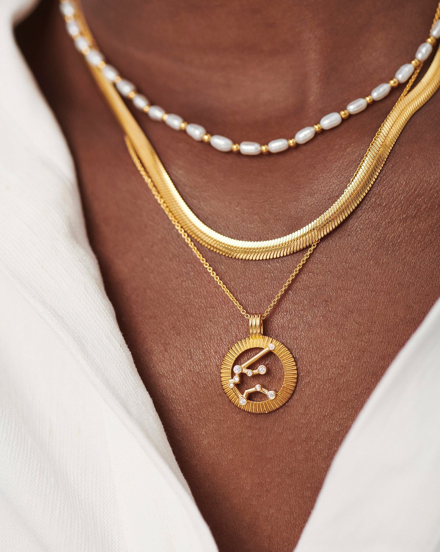 Zodiac Constellation Pendant Necklace - Aquarius | 18ct Gold Vermeil/Aquarius
