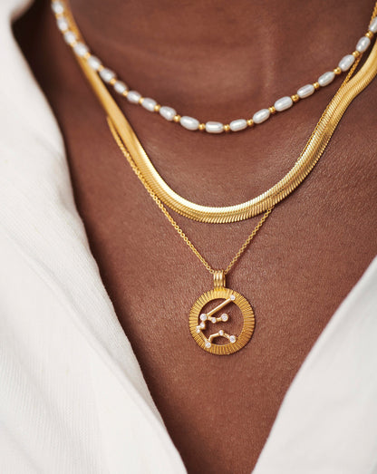 Zodiac Constellation Pendant Necklace - Aquarius | 18ct Gold Vermeil/Aquarius