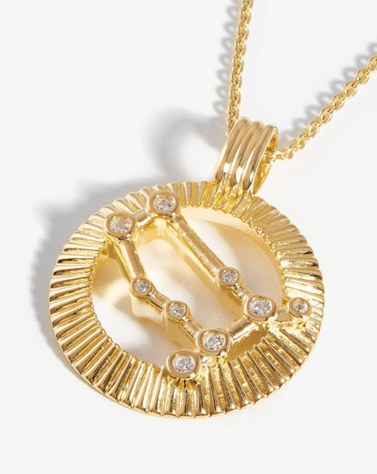 Zodiac Constellation Pendant Necklace - Gemini | 18ct Gold Vermeil/Gemini